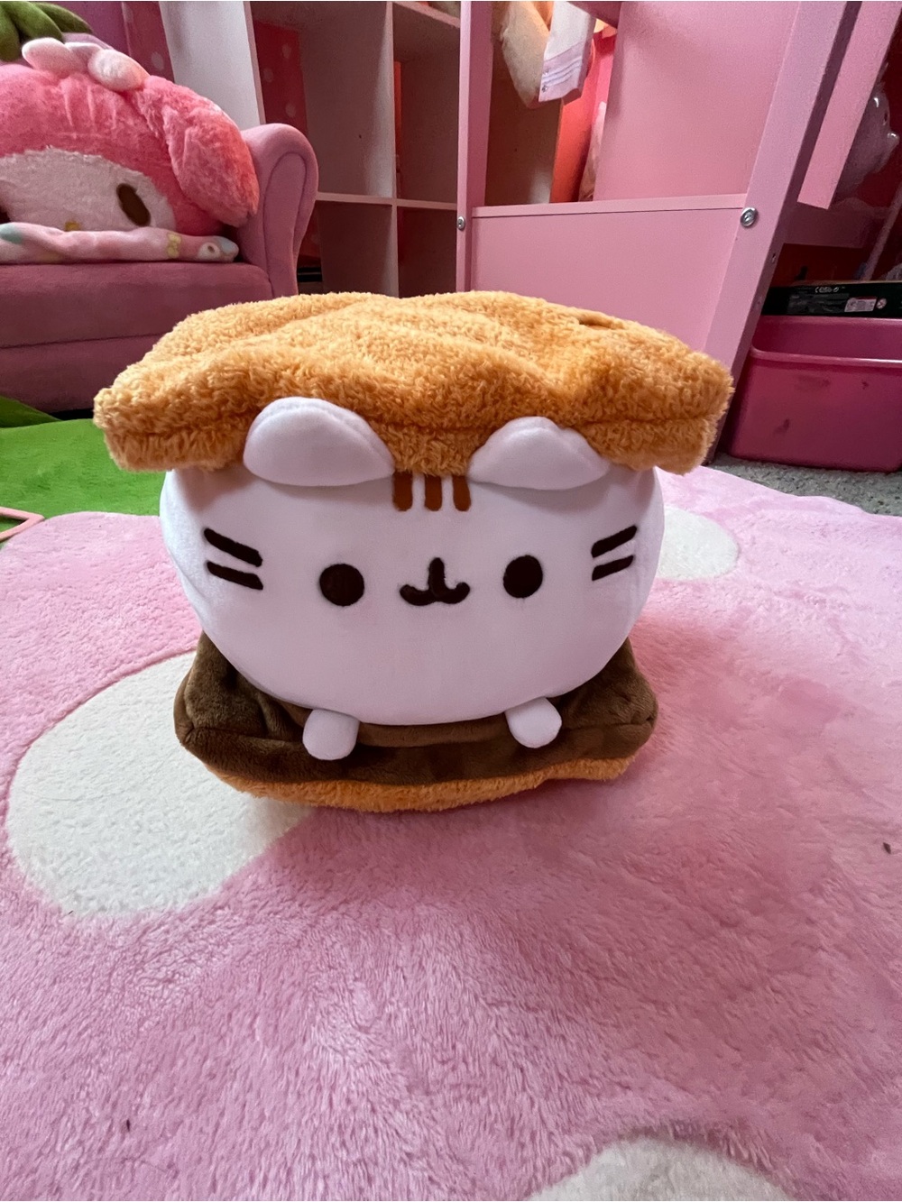 Pusheen White Plush Toast Cat with Brown and Tan Details